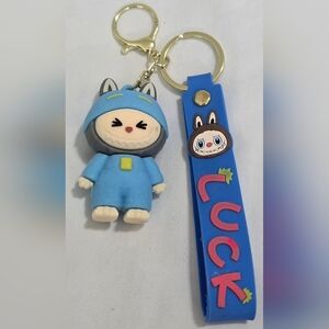 Blue labubu Keychain bag charm